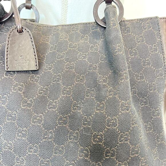 Gucci Chocolate Brown Hobo Tote GG Canvas Brown 101920 - Picture 4 of 13